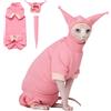 SNIXfever Sphynx - Vestiti per gatti con motivo a nido d'ape, set con cappello e camicia per animali domestici, senza peli, Devon, Cornovaglia rosa e nero, (L, rosa)