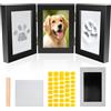 BAODBF Set di impronte di zampe per cani 3D con cornice, cornice commemorativa per cani, stampa in gesso 3D, in legno, decorazione da parete, per cani e gatti, nero