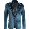 COOFANDY Blazer da uomo in velluto, slim fit, tinta unita, con un bottone, giacca da smoking per ballo di fine anno, festa di nozze, cena, Pavone blu scuro, M
