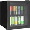 HOMCOM Mini Frigo per Bevande 46L 59 Lattine, Frigorifero Piccolo da Tavolo e Camera Silenzioso, 0-20℃, Porta in Vetro, Ripiano, Display Touch, Classe D, Luci LED, per Birra, Cucina, Ufficio, Nero