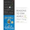 Canongate Books Matt Haig Collection 3 set di libri (Appunti su un pianeta nervoso, Ragioni per restare in vita, La verità sul folletto
