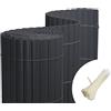 jarolift Canniccio PVC Frangivista Recinzione Balcone frangivento, Arella Paravista Giardino Balcone Terrazza, 100 x 900 cm (1x4 m+1x5 m di Lunghezza), Grigio incl. 100 Fascette Fermacavi Trasparenti