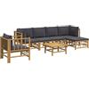 vidaXL Set Salotto da Giardino 7pz con Cuscini Grigio Scuro bambù
