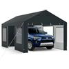 SOARS Tenda Garage Auto Esterno, Tettoia per Auto con Telaio in Metallo, Copertura in PE Resistente alle Intemperie, Capanno Giardino per Vehicolo, Bici, Moto, Attrezzi (Grigio, 305 x 586 x 280 cm)