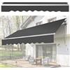 Randaco Tenda da Sole Avvolgibile a Bracci a Barra Quadra, 300x250cm Tettuccio Parasole con Protezione Raggi UV, Tenda da Sole Avvolgibile Angolazione Regolabile, Grigio