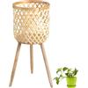 Fmzrbnih Sgabello per Piante in - Supporto per Piante Minimalista, Porta Piante da Interno | Supporto per Piante Rialzato con Cesto in, Organizer Multiuso per Vasi da Fiori, Vasi E Piante in Vaso
