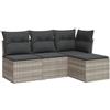 vidaXL Set Divano da Giardino 4pz con Cuscini Grigio Chiaro Polyrattan