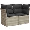 vidaXL Divano da Giardino con Cuscini 2 Posti Grigio Chiaro Polyrattan