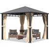 TOOLPORT Gazebo da giardino 3x3 m tetto hardtop in acciaio 4 teli laterali color crema, profilo ca. 90x90 mm