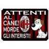 Crazy Family Shop, Targa ATTENTI AL CANE da Cancello, Plastica, Targa da Esterno, MILAN CALCIO, 30 x 21,5 cm