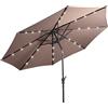 RELAX4LIFE Ombrellone da Giardino 3m/2,7m/2,3m con Luci LED, da Esterno per Protezione Solare, Parasole per Terrazza, Balcone, Spiaggia (Marrone-3M)