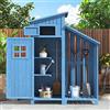 boorbin Casetta per attrezzi da giardino, adatta anche per piccoli giardini (casetta in legno, 1 pezzo, casetta da giardino), 124 x 46 x 174 cm (blu)