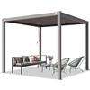 TOOLPORT PRIMEYARD Pergola 3x3 m montanti in alluminio con tetto a doghe in acciaio gazebo da giardino grigio