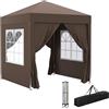 Outsunny Gazebo 2x2 m Pop-up Impermeabile con 4 Pareti Rimovibili, Gazebo Pieghevole in Metallo e Oxford con Borsa da Trasporto, Marrone
