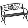 Outsunny Panca Panchina da Giardino Esterno Metallo, Ghisa 127 × 60 × 85cm Nero