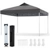 COSTWAY Gazebo Pop-up da 295 x 295 cm, Gazebo da Giardino Impermeabile con Blocco Centrale, Borsa da Trasporto Portatile, Corde Antivento, Picchetti, Tenda Regolabile in Altezza per Feste (Grigio)