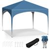 WOLTU Gazebo da Giardino Richiudibile 3x3m Gazebo Esterno in Ferro Regolabile in Altezza Tendone con Soffitto Semicircolare Pieghevole Protezione Solare, Tende per eventi Facile da Montare Blu
