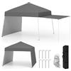 COSTWAY Gazebo Pieghevole 430 x 280 cm, Gazebo da Esterno con Pareti Laterali Convertibili in Tenda da Sole, 8 Picchetti, 4 Corde Antivento, Tendone Impermeabile per Feste (Grigio)