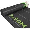 Outsunny Telo per Pacciamatura 50x2 m Traspirante in Polipropilene Nero