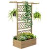 Outsunny Letto Rialzato per Orto con Traliccio e Pergola, Cassone per Orto e Giardino per Piante Rampicanti con Fondo Aperto, 160x55x183cm, Legno Naturale