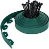 Froadp Bordature da Giardino Flessibile per Prato, Palizzate del Bordo del Letto in Plastica, Curve del Bordi con le Ancore del Terreno, Recinzione Bordatura con Chiodi di Fissaggio (10m, Verde)