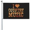 Generic I Love Country Music Flag Resistente Alle Intemperie Bandiera Da Giardino Colore Vivido Bandiera Per Interno Feste Casa 90X150Cm