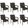 Soberine Set 6 Sedie in Poly Rattan da Giardino Pranzo Impilabili Idrorepellenti con Braccioli per Patio Balcone Terrazza 58 x 58 x 84 cm Marrone