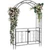 LEADZM Arco Metallo Giardino Arcade Matrimonio in Ferro Rivestito in Polvere per Piante Arrampicanti Rosa,Nero (Tipo di stalla con Porta)