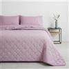 Mahome Trapuntino Matrimoniale Primaverile Estivo in 100% Puro Cotone 260x260 cm Leggero Double Face - Copriletto Trapuntato morbido Traspirante Anallergico - Made in Italy - Simme Rosa