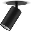 Maclean Faretti da incasso a soffitto rotondi in alluminio | Attacco GU10 fino a 40W | faretto moderno orientabile per controsoffitti | IP20 (Nero, 1 pezzo con lampadina bianco caldo da 7W)