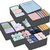 ENCOUN 12PCS Organizer Armadio Scatola, Organizer per Cassetti Pieghevole, Organizer Armadio Salvaspazio, Organizer Cassetti Armadio Non Tessuto, Grigio Organizer Vestiti per Mutande, Camicia