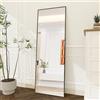 MIOOSUT Specchio grande su piedistallo, 164 x 54 cm, con cornice in alluminio, supporto in metallo, specchio rettangolare inclinato o sospeso, per soggiorno, camera da letto, ingresso (nero, 164 x 54)