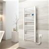 EMKE Termoarredo elettrico 96x40cm, 300W, Radiatore da bagno con display digitale, scaldasalviette elettrico bagno diritto (Bianco)