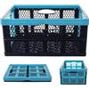 KADAX Cassetta Pieghevole in Plastica con Manici, 47 x 34 x 21,5 cm, Cestino per Studio (Nero/Blu)