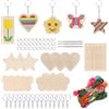 Swpeet SweetKit per punto croce in legno a 5 forme, 78 pezzi, con portachiavi e anello di salto, filo e aghi, decorazione regalo