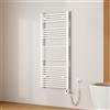 EMKE Scaldasalviette Elettrico Bagno,Curvo,140 x 60cm, 600W,Termoarredo Asciugamani da Bagno con WIFI Termostato,Bianco,Radiatore da Bagno
