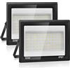 Plazique Faretto LED da Esterno 50W,2 Pezzi 5000LM Luci da Esterno,7000K Luce Bianca Fredda,IP67 Impermeabile,72 LEDs Faretti da esterno per giardino, cortile, garage,vialetto, officina