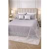 Generico Trapuntino Copriletto Matrimoniale Trapuntato con Balza in Pizzo Ricamato, Copriletto Elegante Tinta Unita con Cuscini Coordinati, Coperta Letto Decorativa Stile Classico (Grigio)