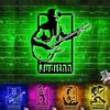 Collienght Targa personalizzata con silhouette del chitarrista, targa in metallo con luci a LED, decorazione da parete per chitarra, insegna per chitarra al neon, insegna per studio musicale per Natale