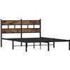 vidaXL Giroletto Senza Materaso in Metallo Rovere Fumo 140x190 cm, giroletto con testiera, Struttura Letto, Telaio Letto, giroletto con Testata