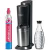 Sodastream Crystal Nero, Gasatore d'acqua frizzante utilizzare solo bottiglie di vetro Sodastream, inclusa bombola Co2 alimentare e bottiglia di vetro da 1 litro