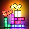 Vmxlso Luce Notturna Impilabile, 7 Colori Induzione ad Incastro Lampada da Scrivania, 3D Puzzle LED Lampada da Comodino, DIY Magic Block Puzzle Giocattoli per Bambini Camera Decorazione Interna