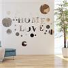 milaosk 34 Pz Adesivo Murale Specchio, Acrilico Specchio Adesivi Murali Adesivo Specchio Rotondo Love Home 3D Scritte Adesive Adesivo Parete Specchio Decal Autoadesivi per Soggiorno, Cucina, Camera