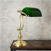 arterameferro Lampada Churchill Lusso Studio Scrivania Scrittoio Vetro Verde Ottone LUCIDO Regolabile