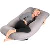Lannvan Cuscino Gravidanza - Cuscino Gravidanza per Dormire a Forma di J Supporto Maternità - Cuscino Allattamento e Gravidanza con Federa in 100% Cotone Sfoderabile e Lavabile,145x70cm(Grigio)