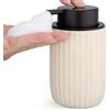 Segbeauty Dispenser Sapone Schiuma, 320ml Dispenser Sapone Bagno, Erogatore Liquido Riempibile, Contenitore per Shampoo, Bagno Ceramica (Beige)