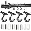 KIRZAX 4 Pezzi Staffa da Soffitto Bastone per Tende,Supporto per Tende da Soffitto in Lega di Alluminio,con Viti, Supporto per Tende in Metallo,per Bastoni di Diametro 25-28mm(Nero)