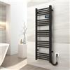 EMKE Termoarredo elettrico 120x40cm, 450W, Radiatore da bagno con display digitale, scaldasalviette elettrico bagno diritto (Nero)