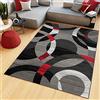 TAPISO Maya Tappeto Soggiorno Pelo Corto Design Moderno Motivo Astratto Geometrico Semicerchi tonalità Rosso Grigio Camera da Letto Cameretta Ufficio Salotto Oeko-Tex 200 x 300 cm