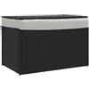 vidaXL Cesto Portabiancheria Coperchio Nero 55,5x35x34 cm Polyrattan